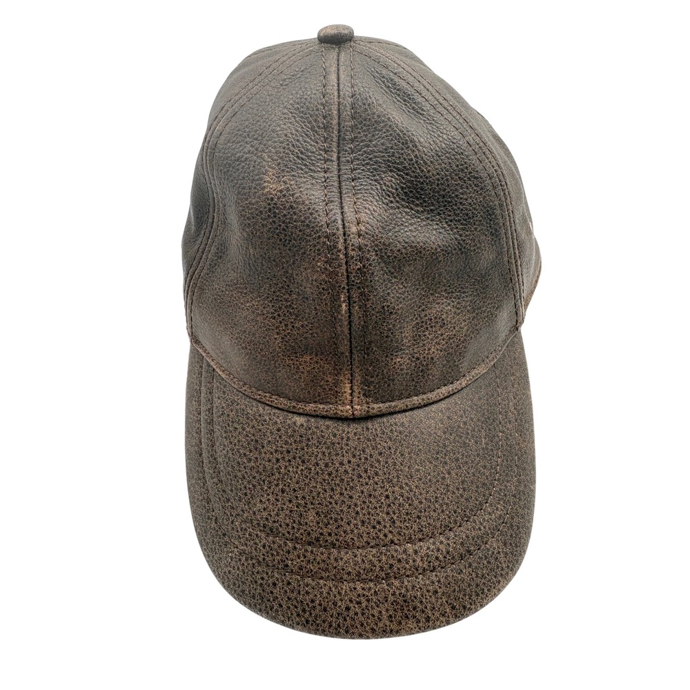 Vtg Wilsons Leather Air Force Flight Cap Distressed Brown Cam-Lock Buckle Hat